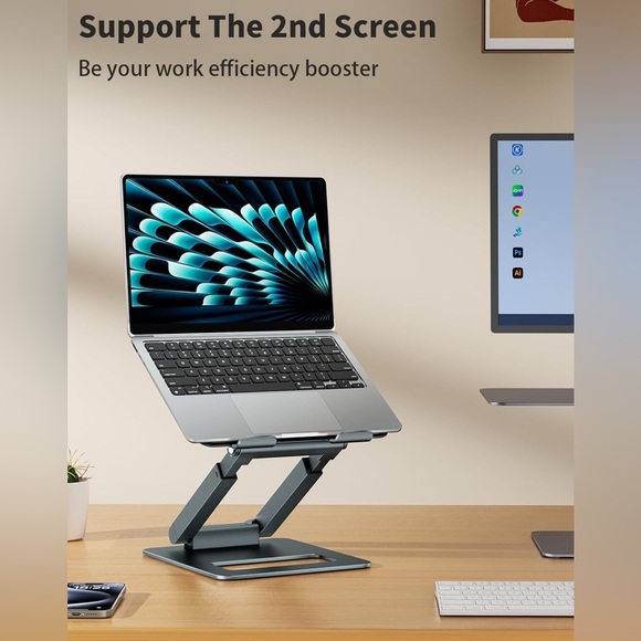 Brand New 10-17" Laptop Stand for Desk Adjustable Height/Gray - Picture 9 of 10